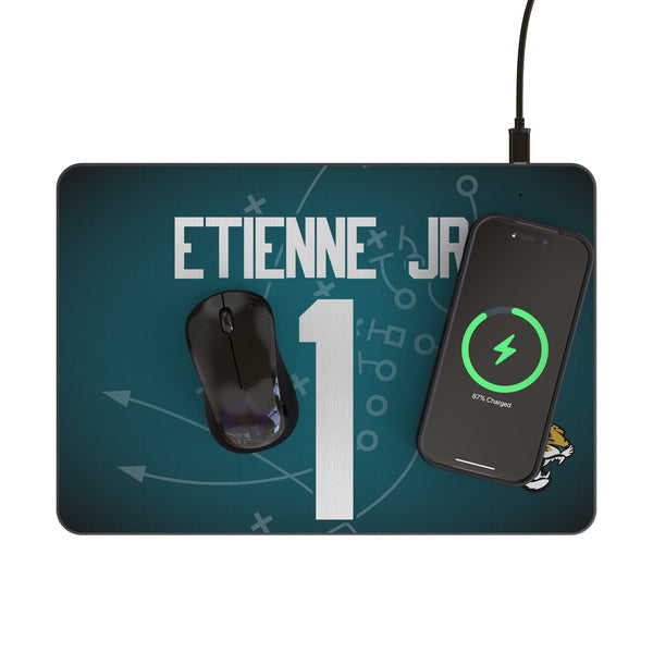 Travis Etienne Jr. Jacksonville Jaguars 1 Game Tactic 15-Watt Wireless Charger and Mouse Pad Lifestyle.Jpg