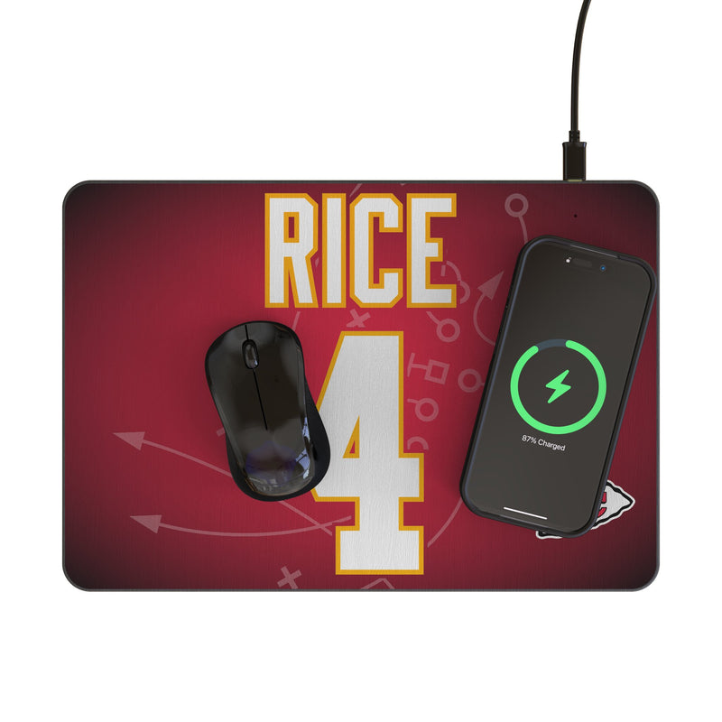 Rashee Rice Kansas City Chiefs 4 Game Tactic 15-Watt Wireless Charger and Mouse Pad Lifestyle.Jpg