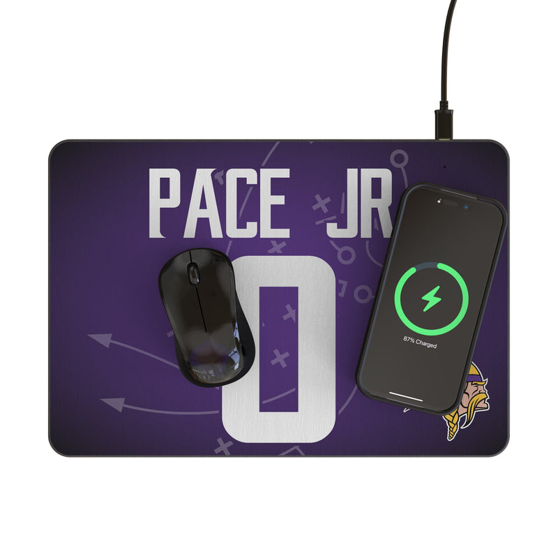 Ivan Pace Jr. Minnesota Vikings 0 Game Tactic 15-Watt Wireless Charger and Mouse Pad Lifestyle.Jpg