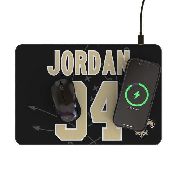 Cameron Jordan New Orleans Saints 94 Game Tactic 15-Watt Wireless Charger and Mouse Pad Lifestyle.Jpg