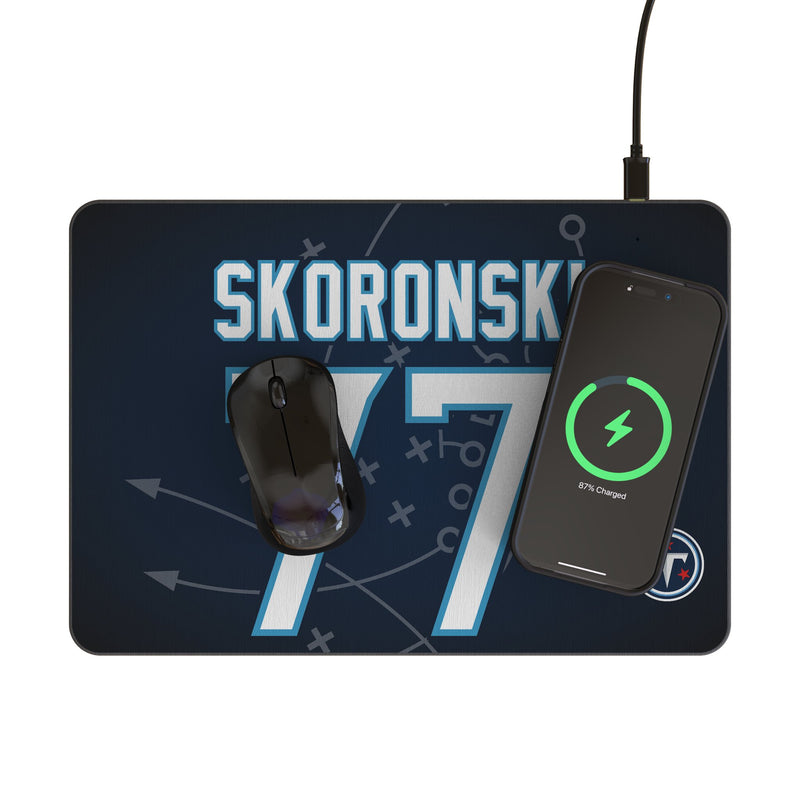 Peter Skoronski Tennessee Titans 77 Game Tactic 15-Watt Wireless Charger and Mouse Pad Lifestyle.Jpg