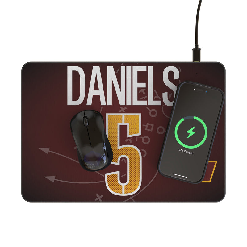 Jayden Daniels Washington Commanders 5 Game Tactic 15-Watt Wireless Charger and Mouse Pad Lifestyle.Jpg
