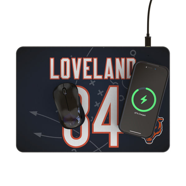 Colston Loveland Chicago Bears 84 Game Tactic 15-Watt Wireless Charger and Mouse Pad Lifestyle.Jpg