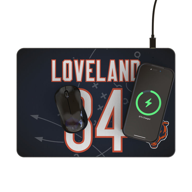 Colston Loveland Chicago Bears 84 Game Tactic 15-Watt Wireless Charger and Mouse Pad Lifestyle.Jpg