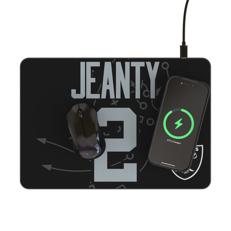 Ashton Jeanty Las Vegas Raiders 2 Game Tactic 15-Watt Wireless Charger and Mouse Pad Lifestyle.Jpg
