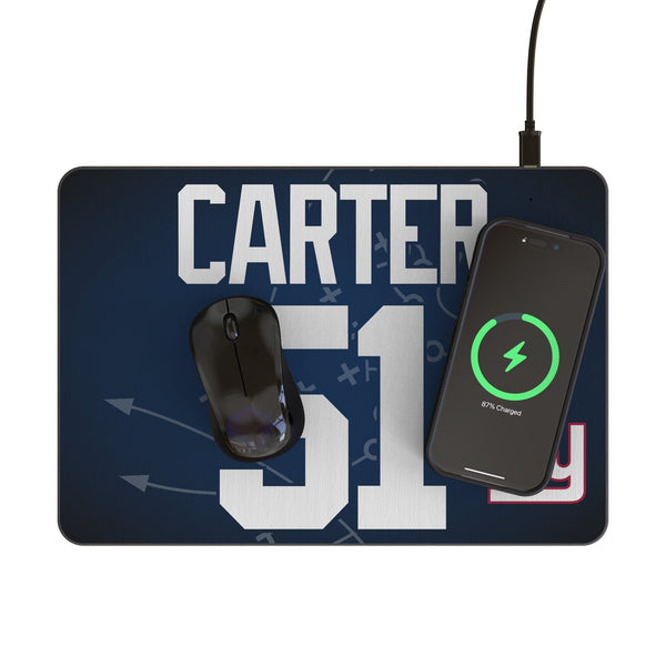 Abdul Carter New York Giants 51 Game Tactic 15-Watt Wireless Charger and Mouse Pad Lifestyle.Jpg