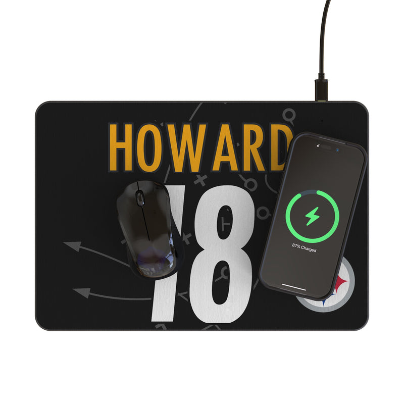 Will Howard Pittsburgh Steelers 18 Game Tactic 15-Watt Wireless Charger and Mouse Pad Lifestyle.Jpg