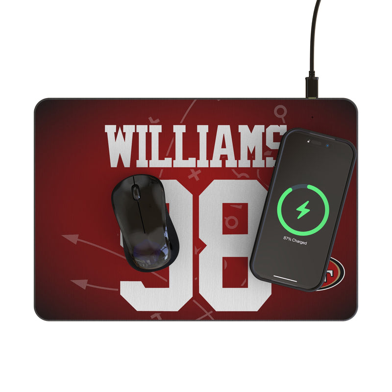 Mykel Williams San Francisco 49ers 98 Game Tactic 15-Watt Wireless Charger and Mouse Pad Lifestyle.Jpg