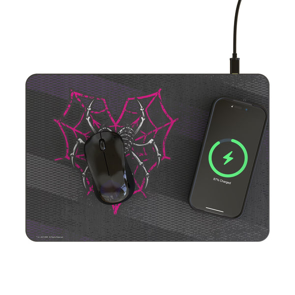 AJ Lee Steel 15-Watt Wireless Charger and Mouse Pad Lifestyle.Jpg