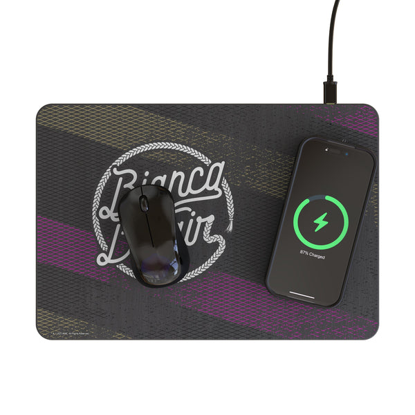 Bianca Belair Steel 15-Watt Wireless Charger and Mouse Pad Lifestyle.Jpg