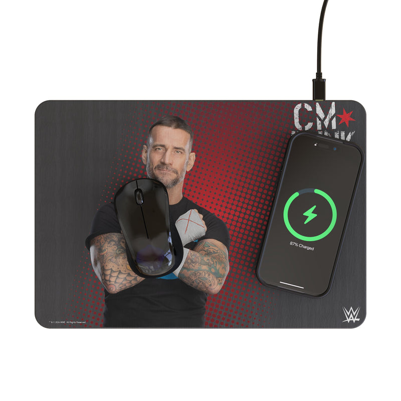 CM Punk Superstar 15-Watt Wireless Charger and Mouse Pad Lifestyle.Jpg