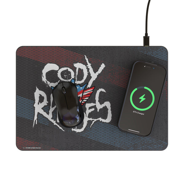 Cody Rhodes Steel 15-Watt Wireless Charger and Mouse Pad Lifestyle.Jpg