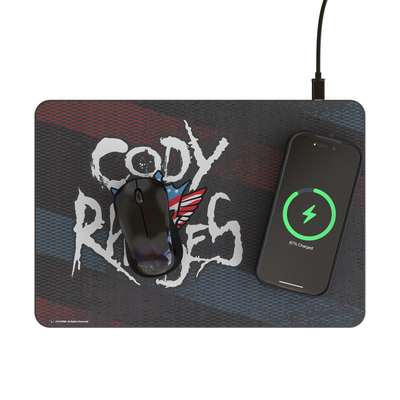 Cody Rhodes Steel 15-Watt Wireless Charger and Mouse Pad Lifestyle.Jpg