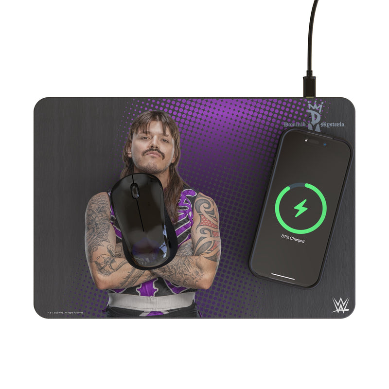 Dominik Mysterio Superstar 15-Watt Wireless Charger and Mouse Pad Lifestyle.Jpg