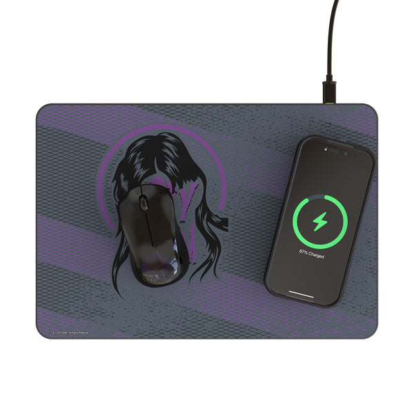 Dominik Mysterio Steel 15-Watt Wireless Charger and Mouse Pad Lifestyle.Jpg
