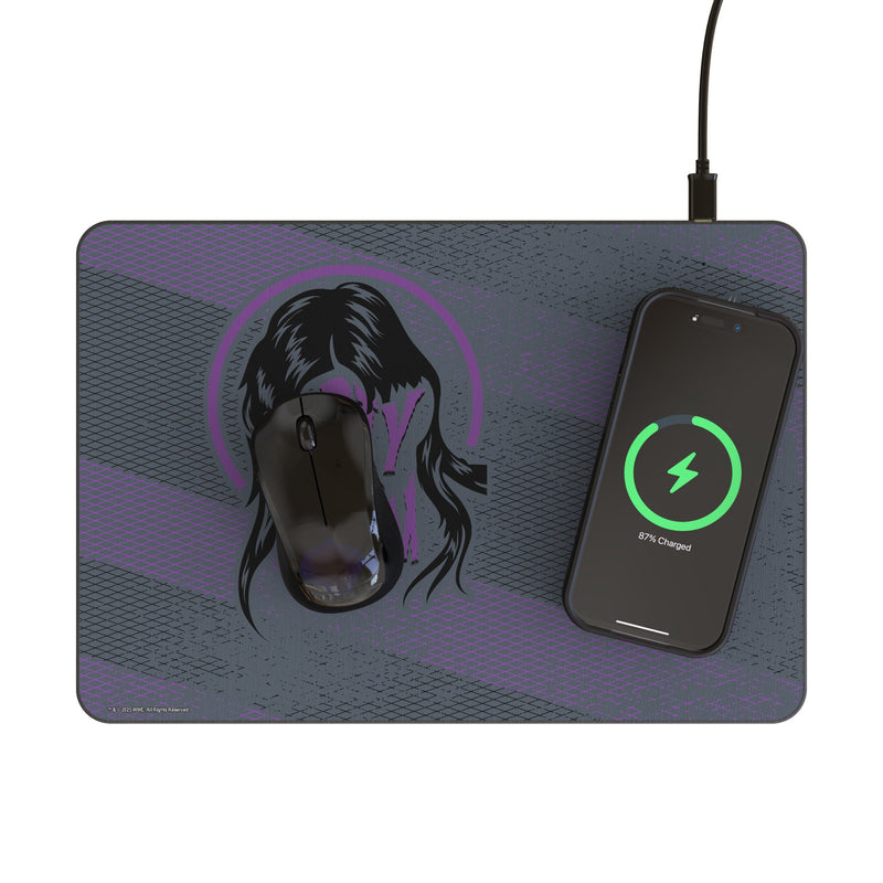 Dominik Mysterio Steel 15-Watt Wireless Charger and Mouse Pad Lifestyle.Jpg