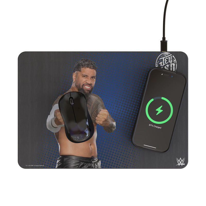 Jey Uso Superstar 15-Watt Wireless Charger and Mouse Pad Lifestyle.Jpg