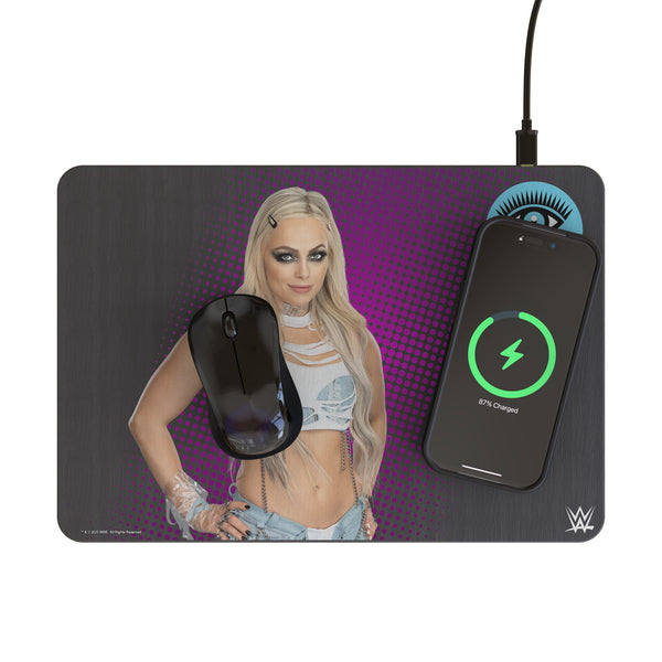 Liv Morgan Superstar 15-Watt Wireless Charger and Mouse Pad Lifestyle.Jpg