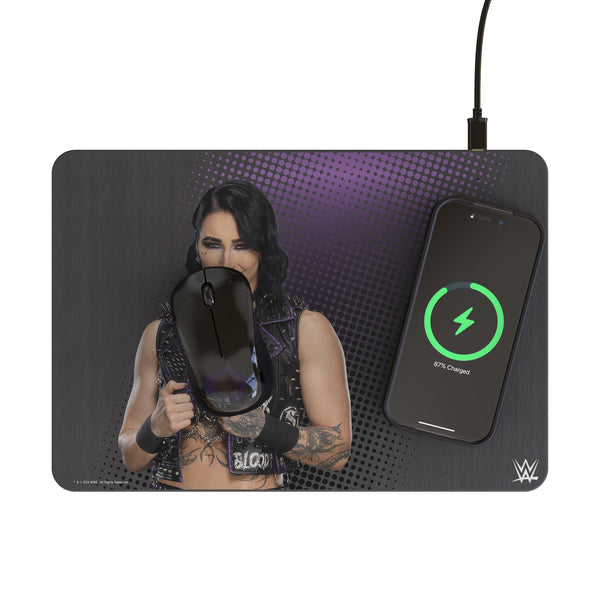 Rhea Ripley Superstar 15-Watt Wireless Charger and Mouse Pad Lifestyle.Jpg