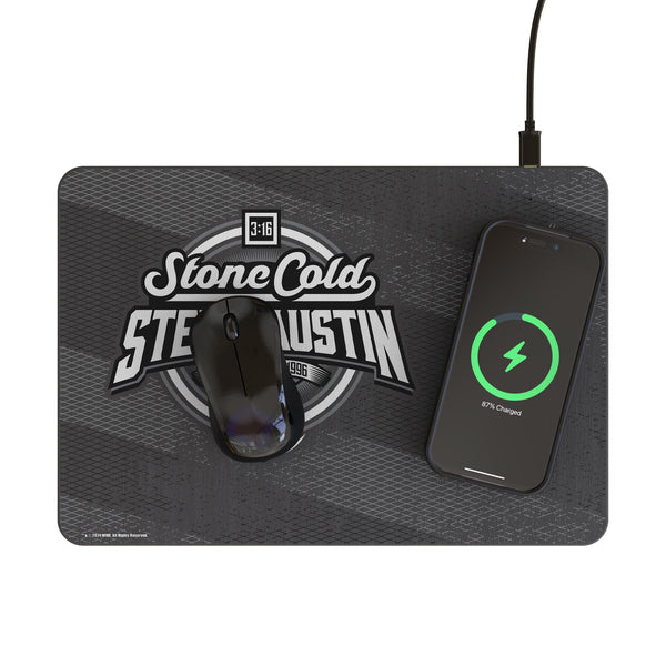 Stone Cold Steve Austin Steel 15-Watt Wireless Charger and Mouse Pad Lifestyle.Jpg