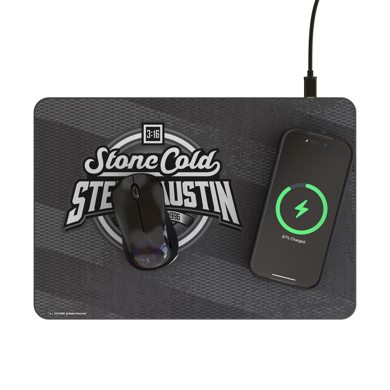 Stone Cold Steve Austin Steel 15-Watt Wireless Charger and Mouse Pad Lifestyle.Jpg