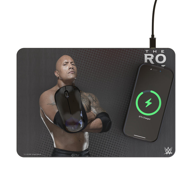 The Rock Superstar 15-Watt Wireless Charger and Mouse Pad Lifestyle.Jpg
