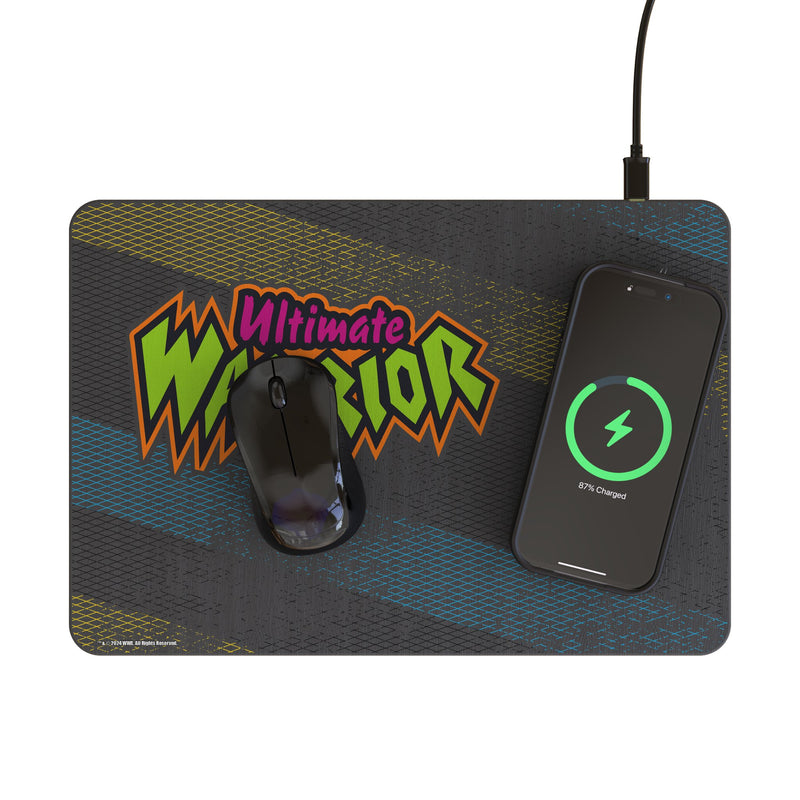 Ultimate Warrior Steel 15-Watt Wireless Charger and Mouse Pad Lifestyle.Jpg