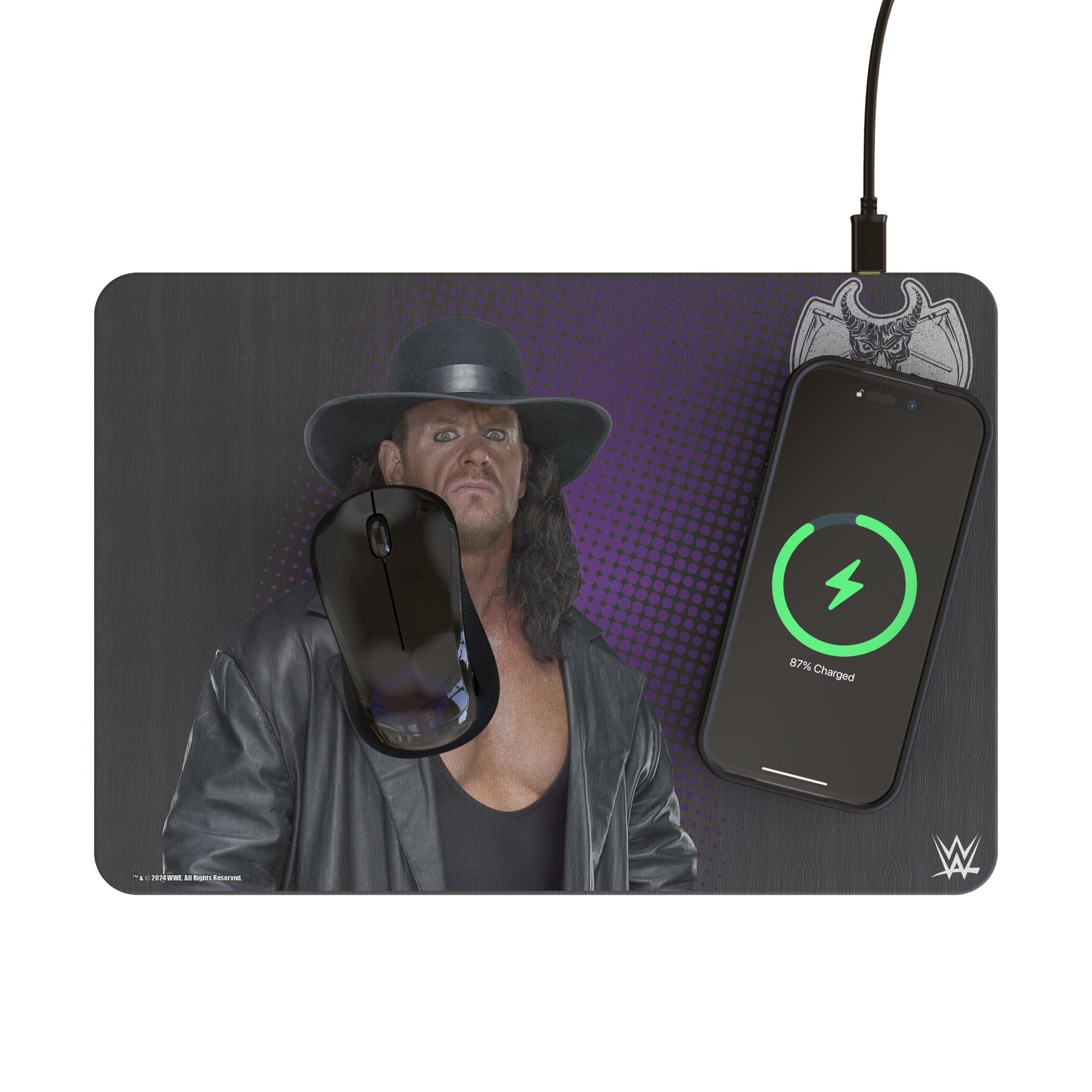 Undertaker Superstar 15-Watt Wireless Charger and Mouse Pad Lifestyle.Jpg