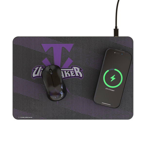Undertaker Steel 15-Watt Wireless Charger and Mouse Pad Lifestyle.Jpg