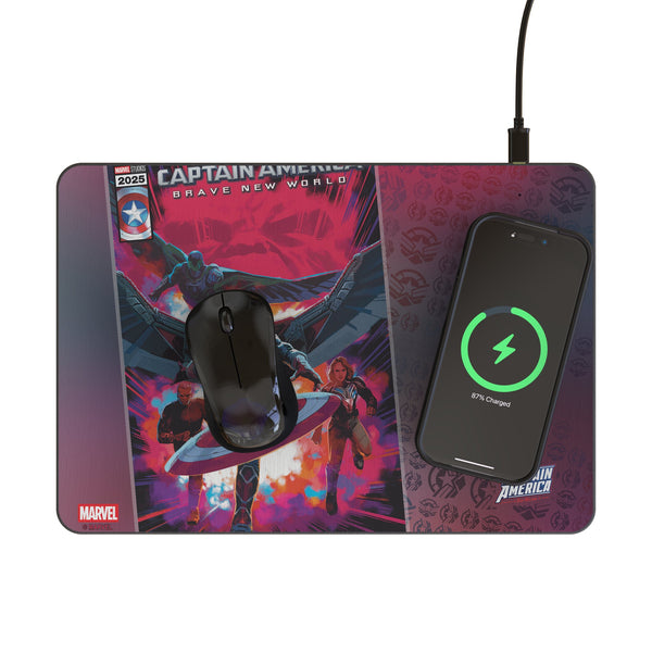 Marvel Avengers Sam Wilson Captain America Cover Art 15-Watt Wireless Charger and Mouse Pad Lifestyle.Jpg