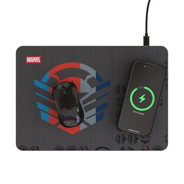 Marvel Avengers Sam Wilson Captain America Sigil 15-Watt Wireless Charger and Mouse Pad Lifestyle.Jpg