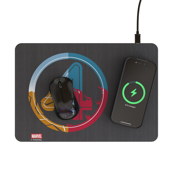 Marvel Fantastic Four Badge 15-Watt Wireless Charger and Mouse Pad Lifestyle.Jpg