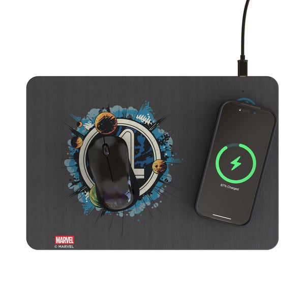 Marvel Fantastic Four Badge 15-Watt Wireless Charger and Mouse Pad Lifestyle.Jpg