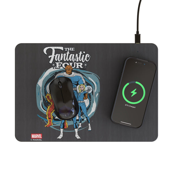 Marvel Fantastic Four Badge 15-Watt Wireless Charger and Mouse Pad Lifestyle.Jpg