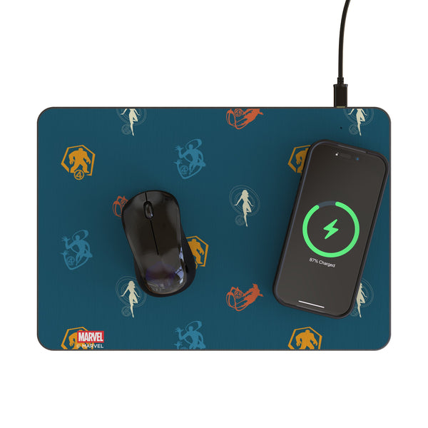 Marvel Fantastic Four Pattern 2 15-Watt Wireless Charger and Mouse Pad Lifestyle.Jpg