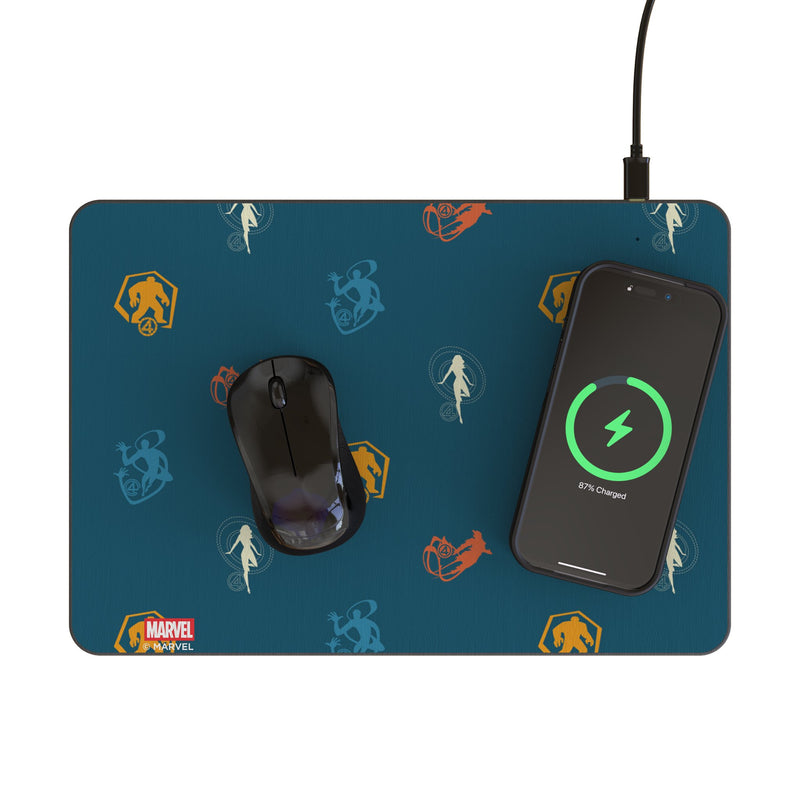 Marvel Fantastic Four Pattern 2 15-Watt Wireless Charger and Mouse Pad Lifestyle.Jpg