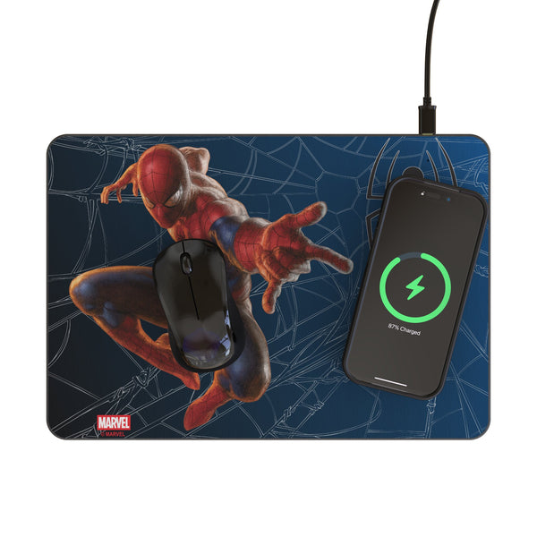 Marvel Spider-Man MechLine 15-Watt Wireless Charger and Mouse Pad Lifestyle.Jpg