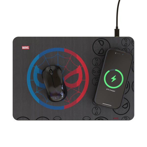 Marvel Spider-Man Sigil 15-Watt Wireless Charger and Mouse Pad Lifestyle.Jpg