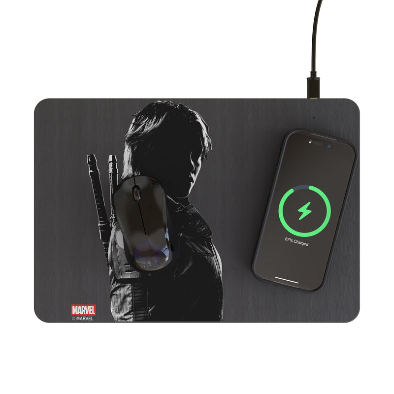 Marvel Thunderbolts Badge 15-Watt Wireless Charger and Mouse Pad Lifestyle.Jpg
