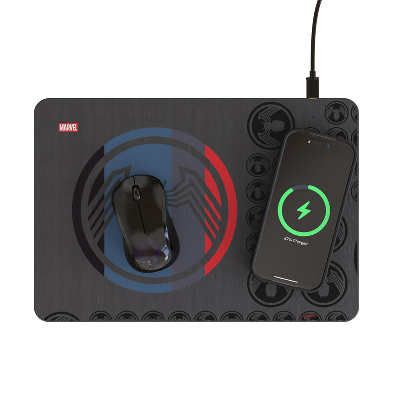 Marvel Venom Sigil 15-Watt Wireless Charger and Mouse Pad Lifestyle.Jpg