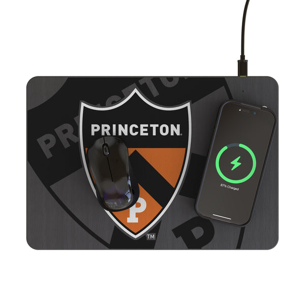 Princeton Tigers Monocolor Tilt 15-Watt Wireless Charger and Mouse Pad Lifestyle.Jpg