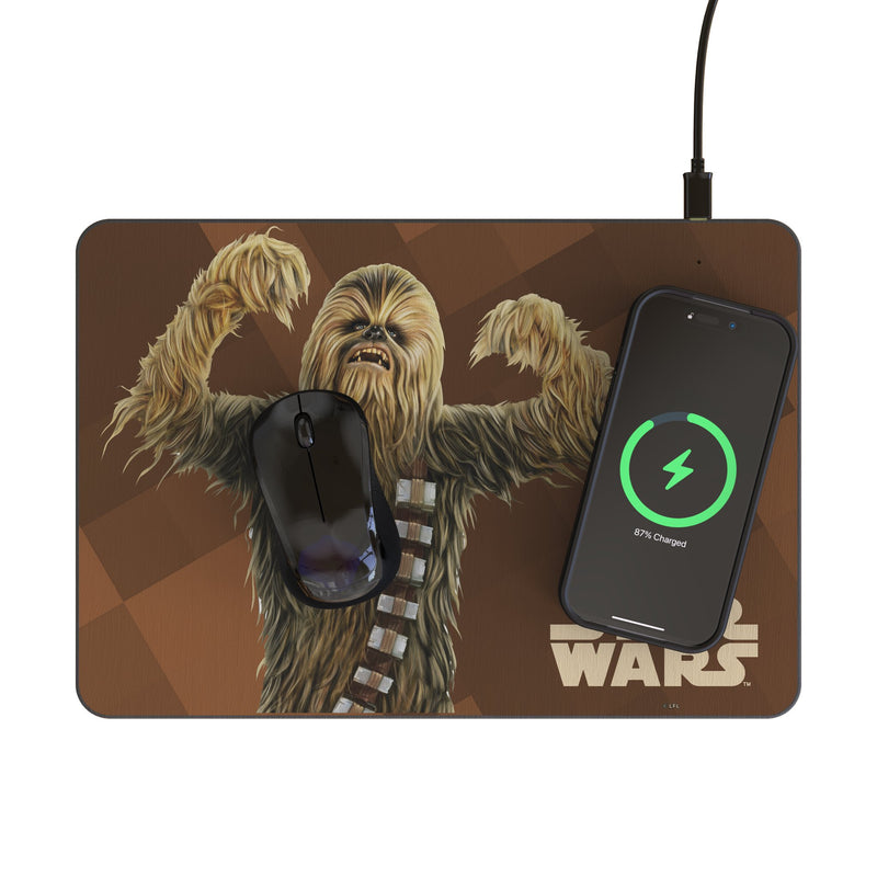 Star Wars Chewbacca Color Block 15-Watt Wireless Charger and Mouse Pad Lifestyle.Jpg