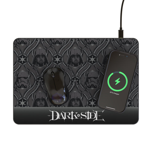 Star Wars Dark Side Pattern 15-Watt Wireless Charger and Mouse Pad Lifestyle.Jpg