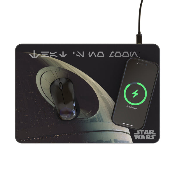 Star Wars Death Star Cinematic Moments: Discovery 15-Watt Wireless Charger and Mouse Pad Lifestyle.Jpg