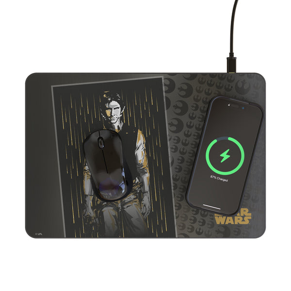 Star Wars Han Solo Portrait 15-Watt Wireless Charger and Mouse Pad Lifestyle.Jpg