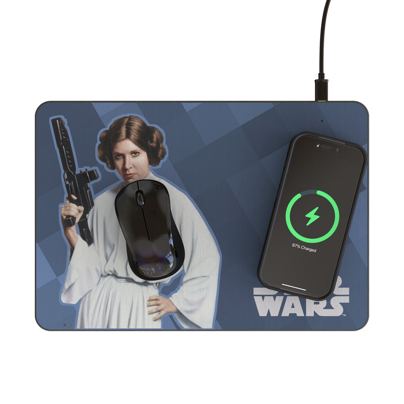 Star Wars Princess Leia Organa Color Block 15-Watt Wireless Charger and Mouse Pad Lifestyle.Jpg