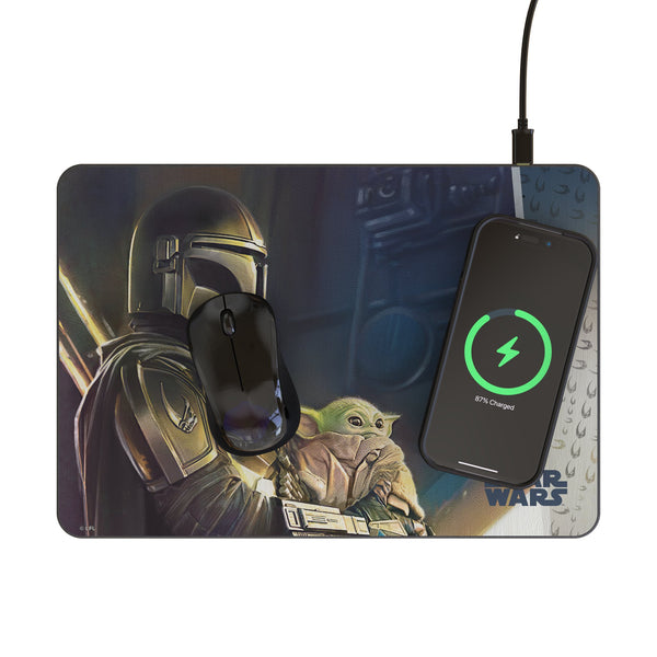 Star Wars: The Mandalorian Din Djarin Portrait 15-Watt Wireless Charger and Mouse Pad Lifestyle.Jpg