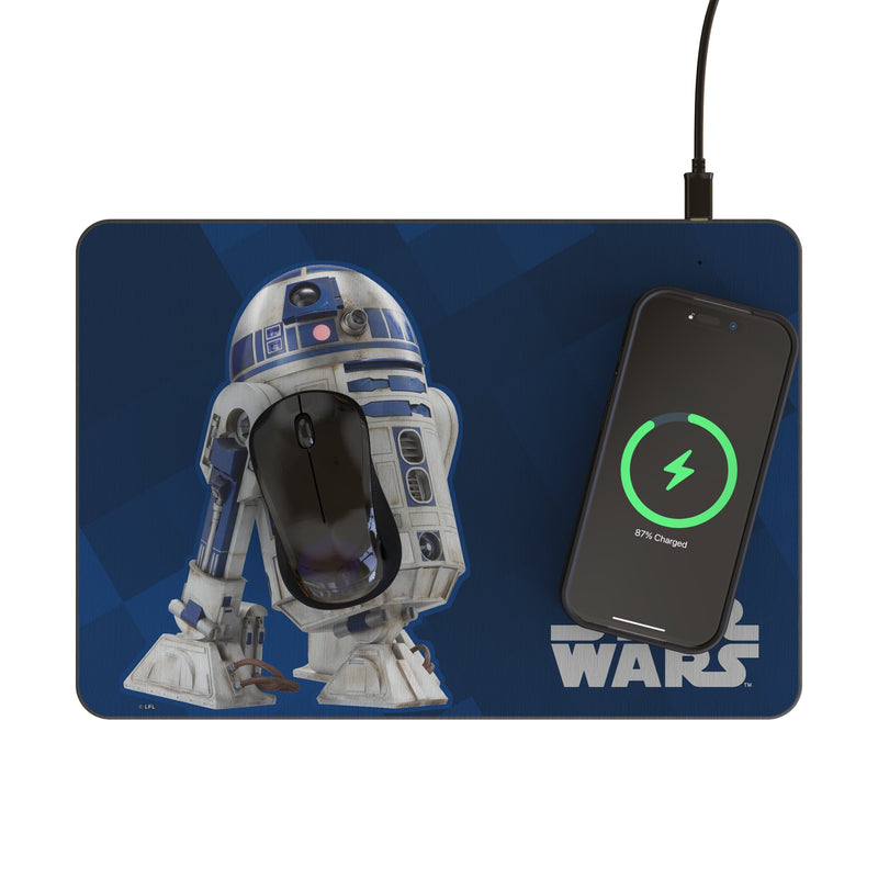 Star Wars R2-D2 Color Block 15-Watt Wireless Charger and Mouse Pad Lifestyle.Jpg