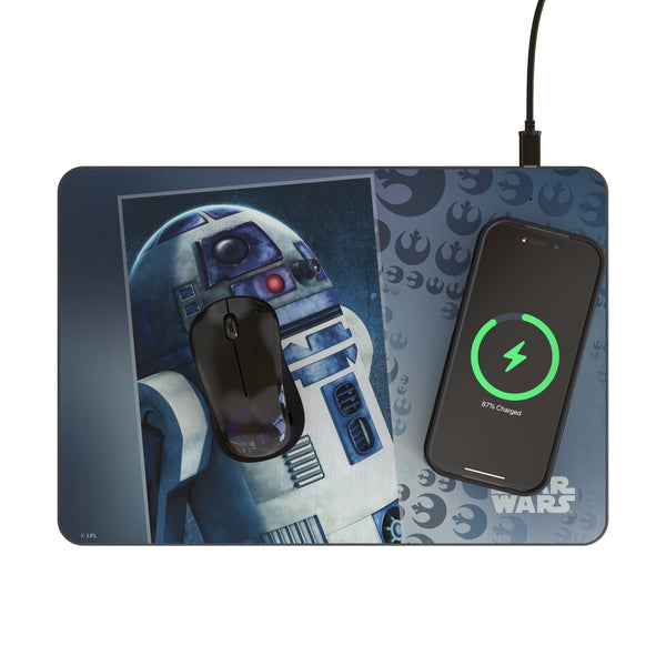 Star Wars R2-D2 Portrait 15-Watt Wireless Charger and Mouse Pad Lifestyle.Jpg