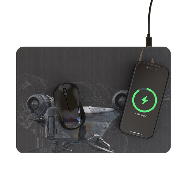 Star Wars Razor Crest FactionTech 15-Watt Wireless Charger and Mouse Pad Lifestyle.Jpg
